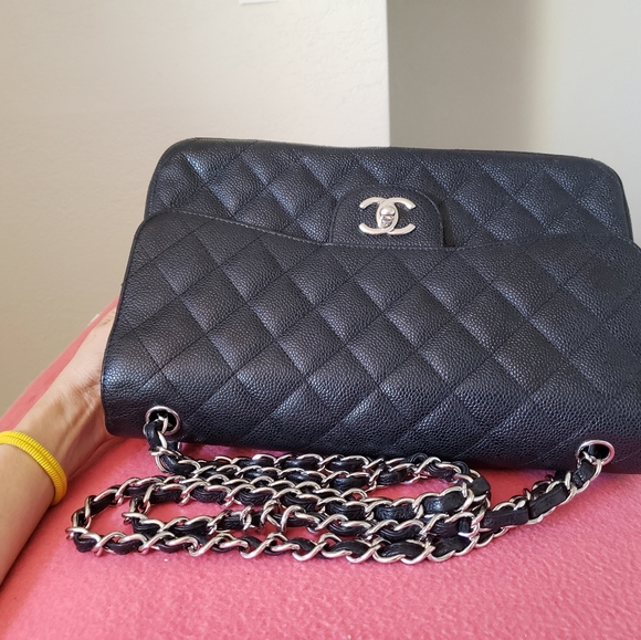 Chanel jumbo classic double flap black caviar silver hw bag - Picture 7 of 15